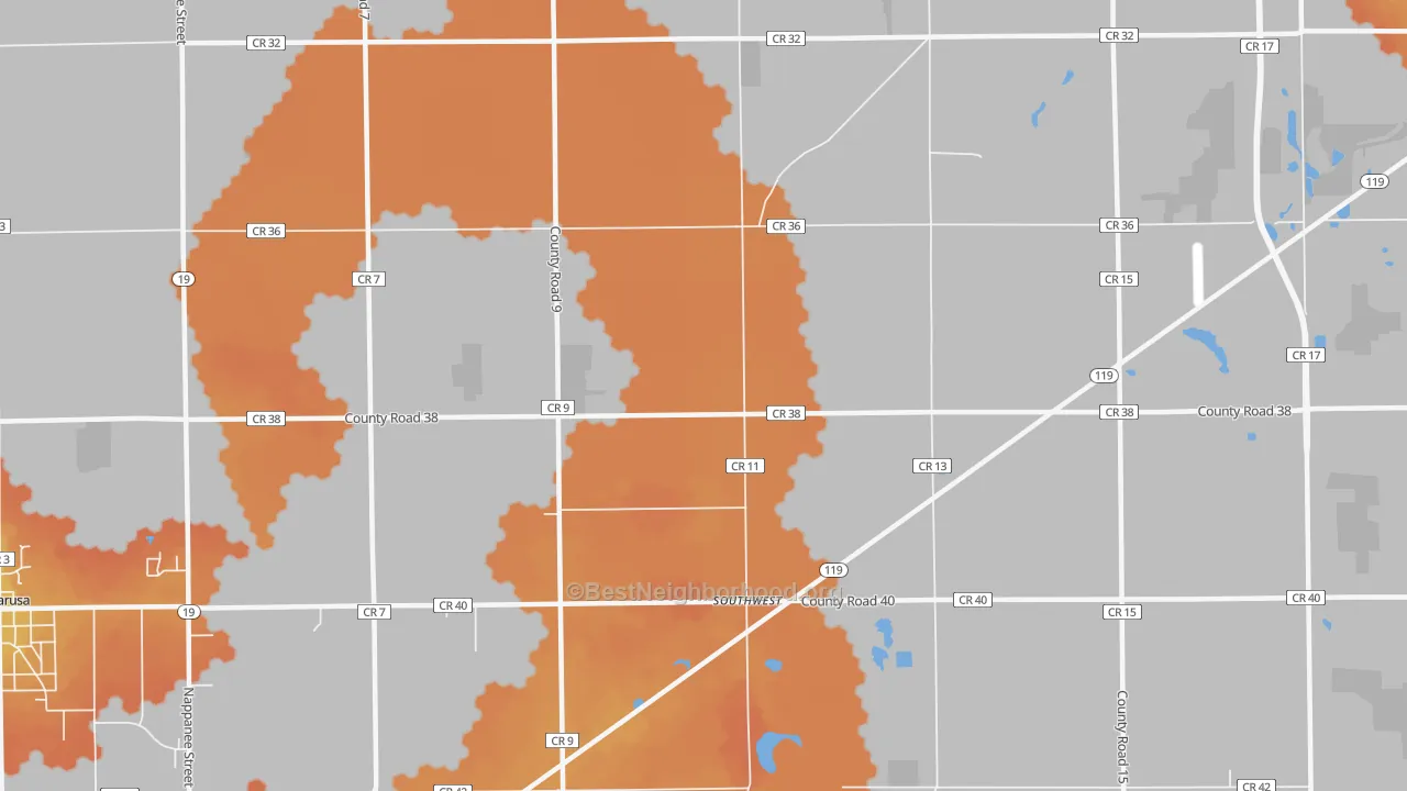 Bike Grade map of Southwest, IN