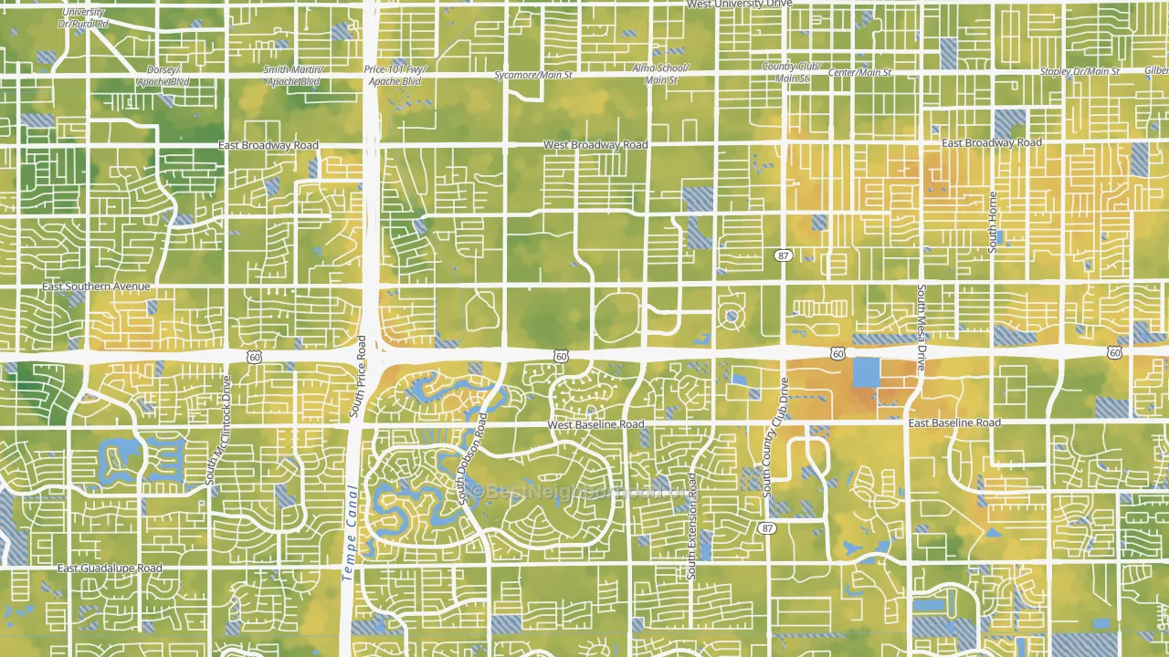 Bike Grade map of Southwest Mesa, Mesa, AZ