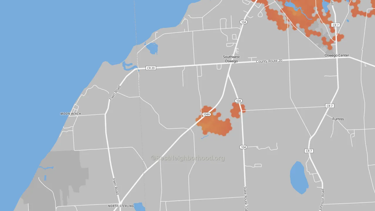 Bike Grade map of Southwest Oswego, NY