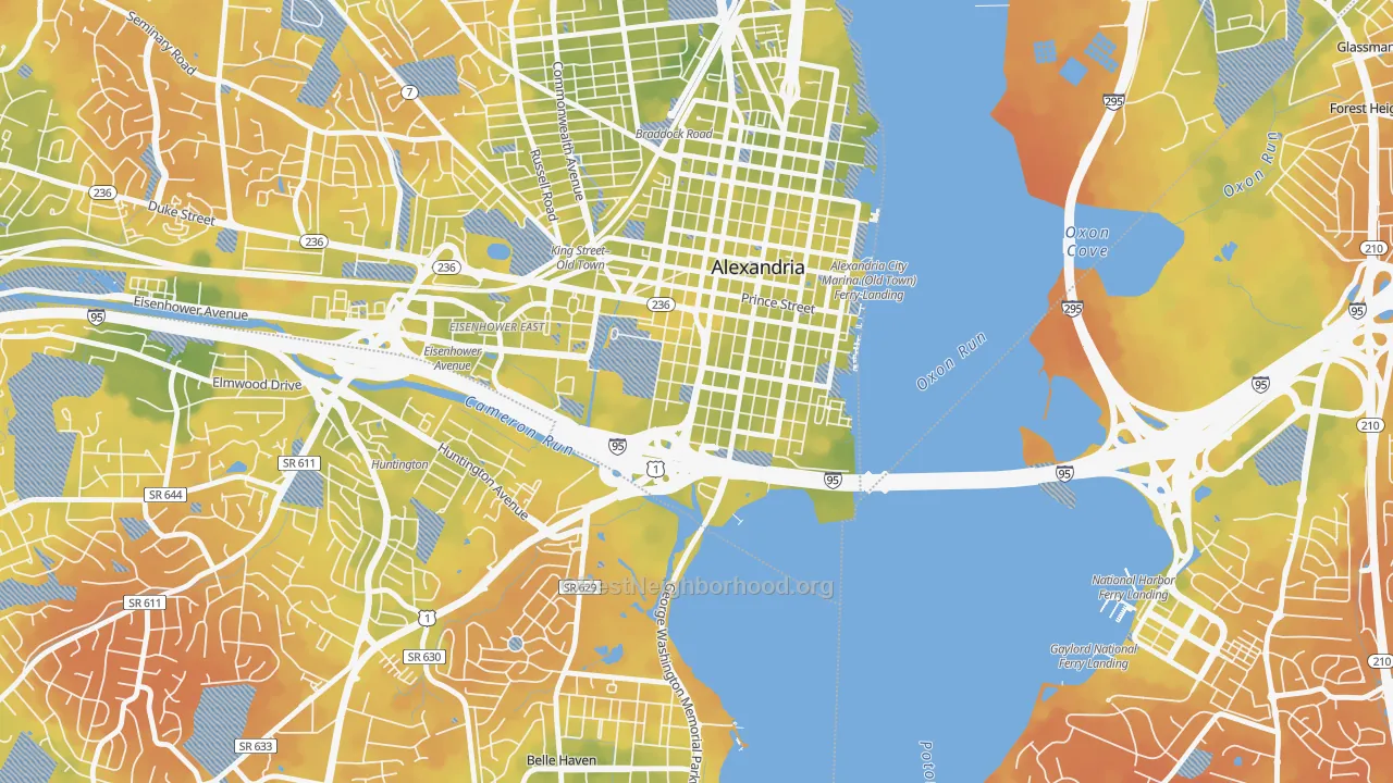 Bike Grade map of Southwest Quadrant, Alexandria, VA