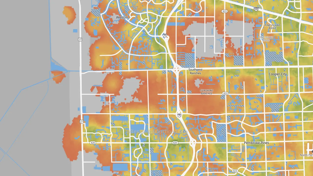 Bike Grade map of Southwest Ranches, FL