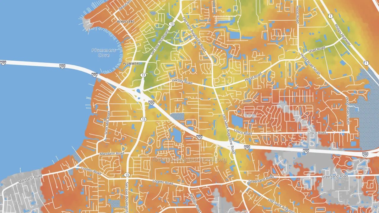 Bike Grade map of Southwood, Jacksonville, FL