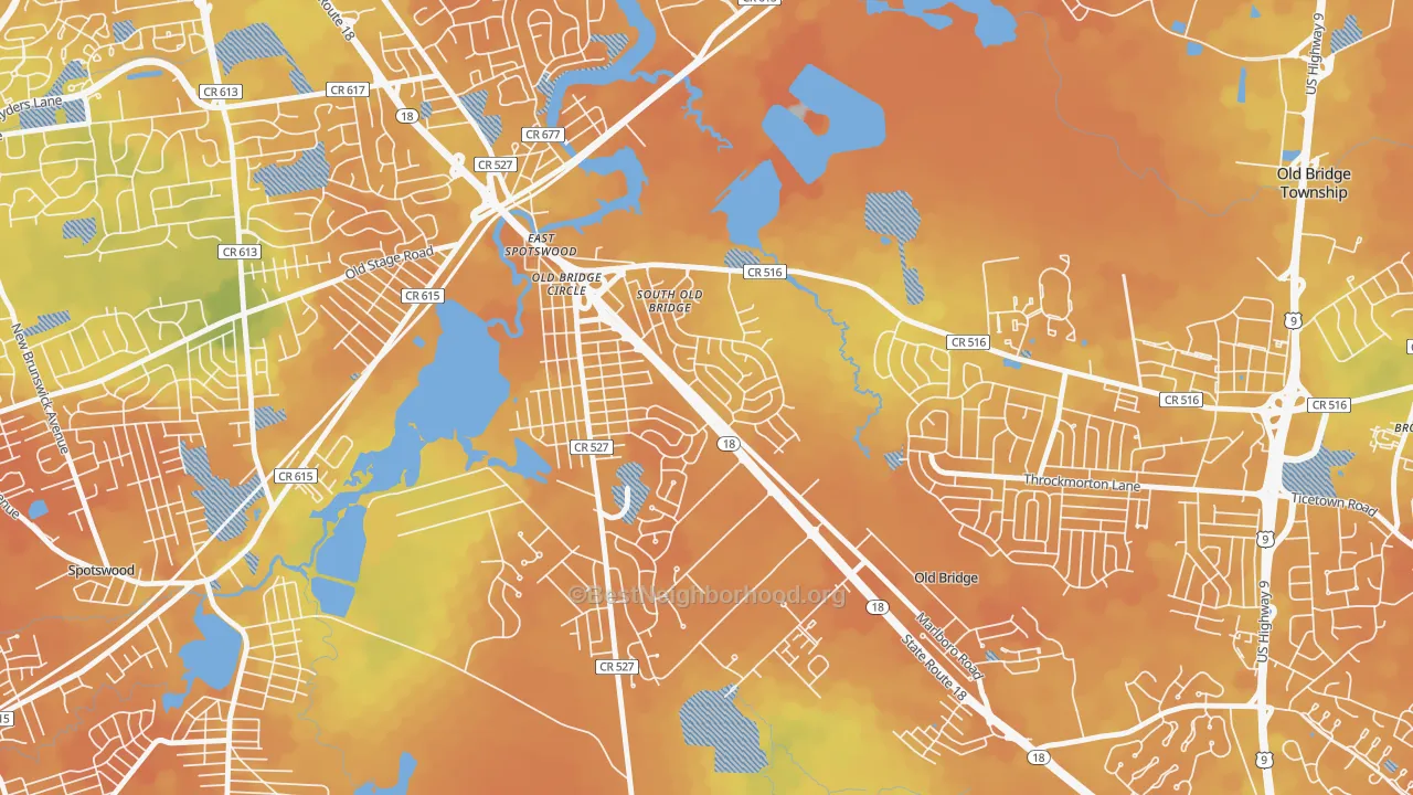 Bike Grade map of Southwood, Old Bridge, NJ