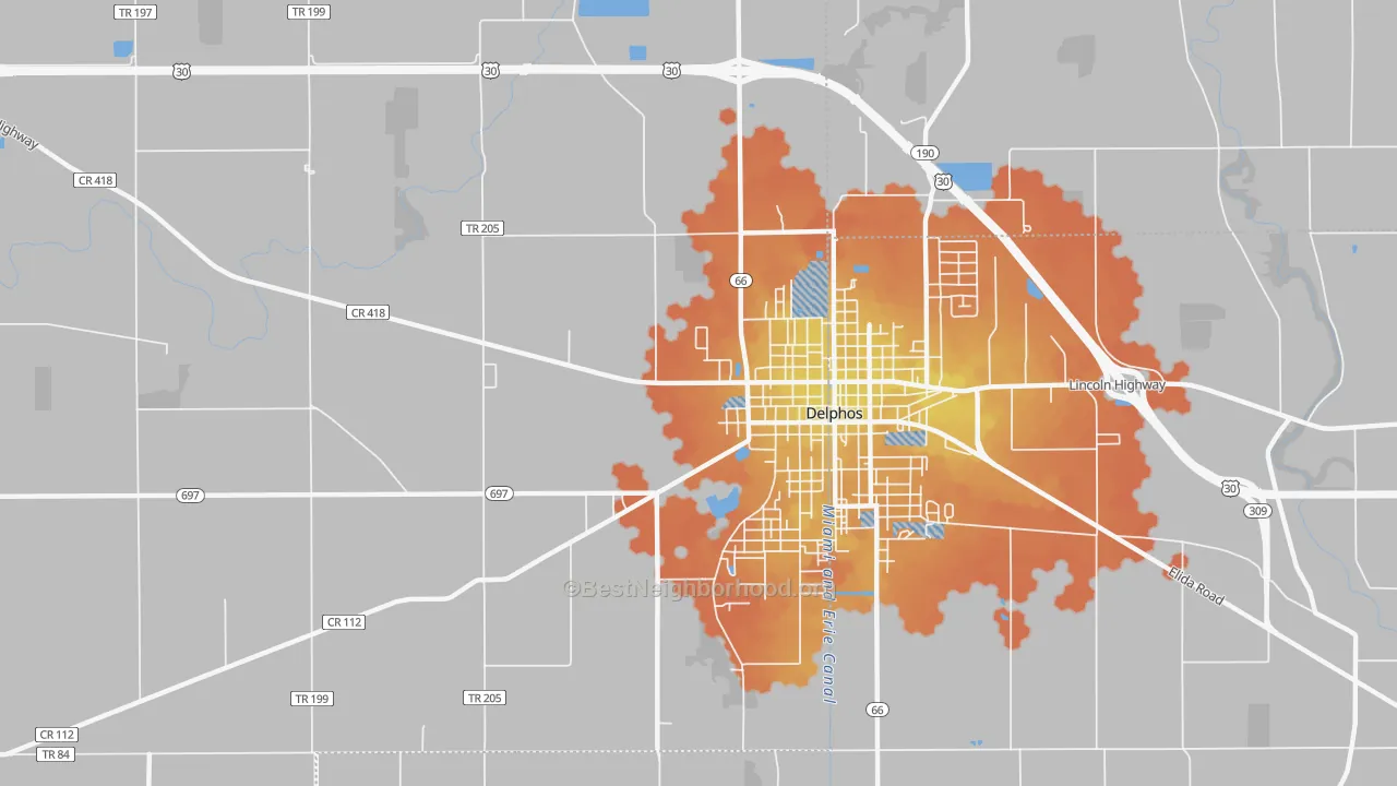 Bike Grade map of Southworth, OH