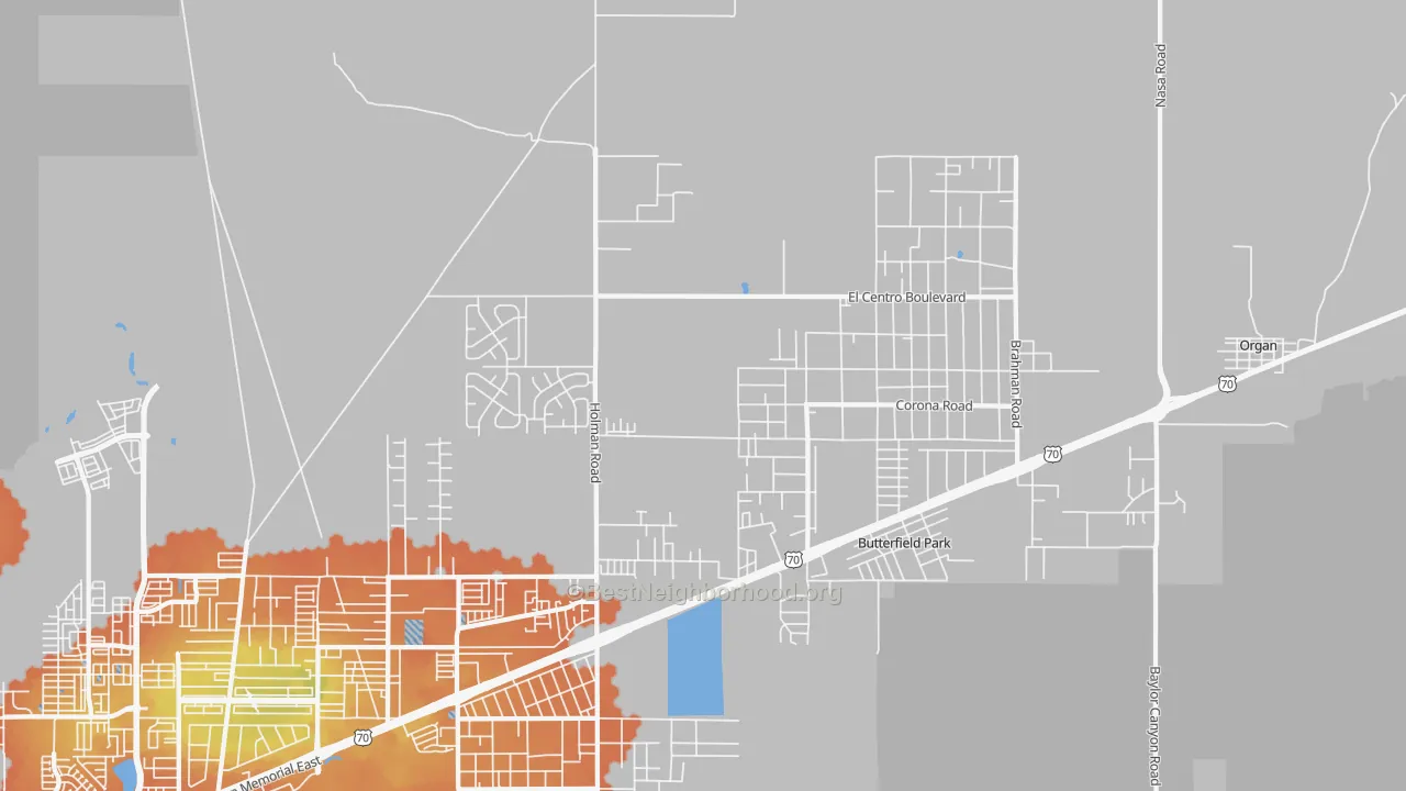 Bike Grade map of Spaceport City, NM