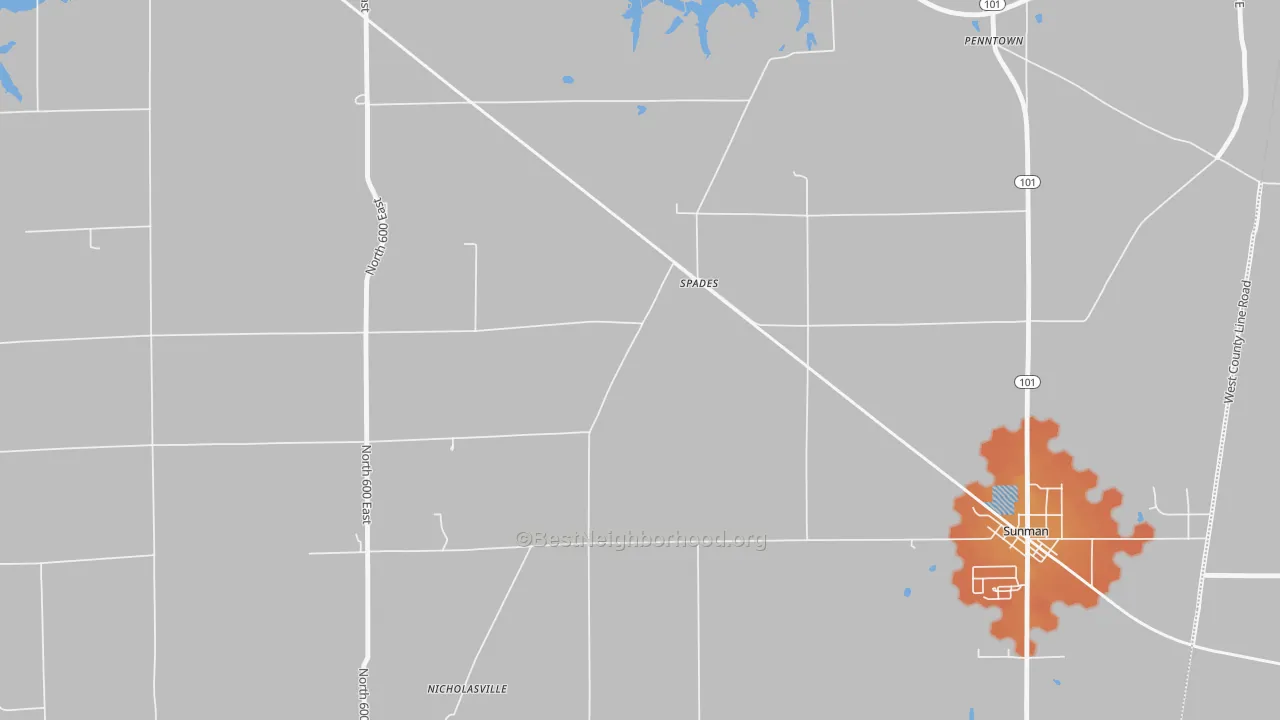 Bike Grade map of Spades, IN