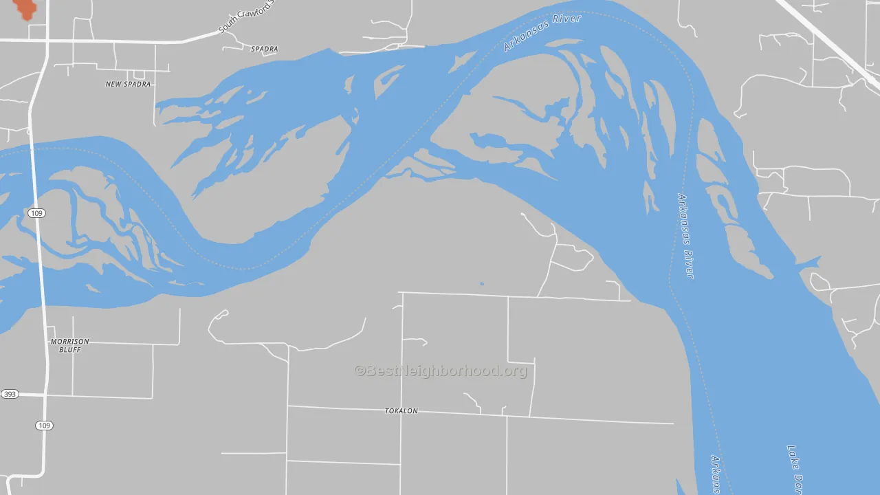 Bike Grade map of Spadra, AR