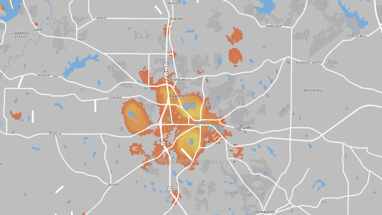 Bike Grade map of Spalding County, GA
