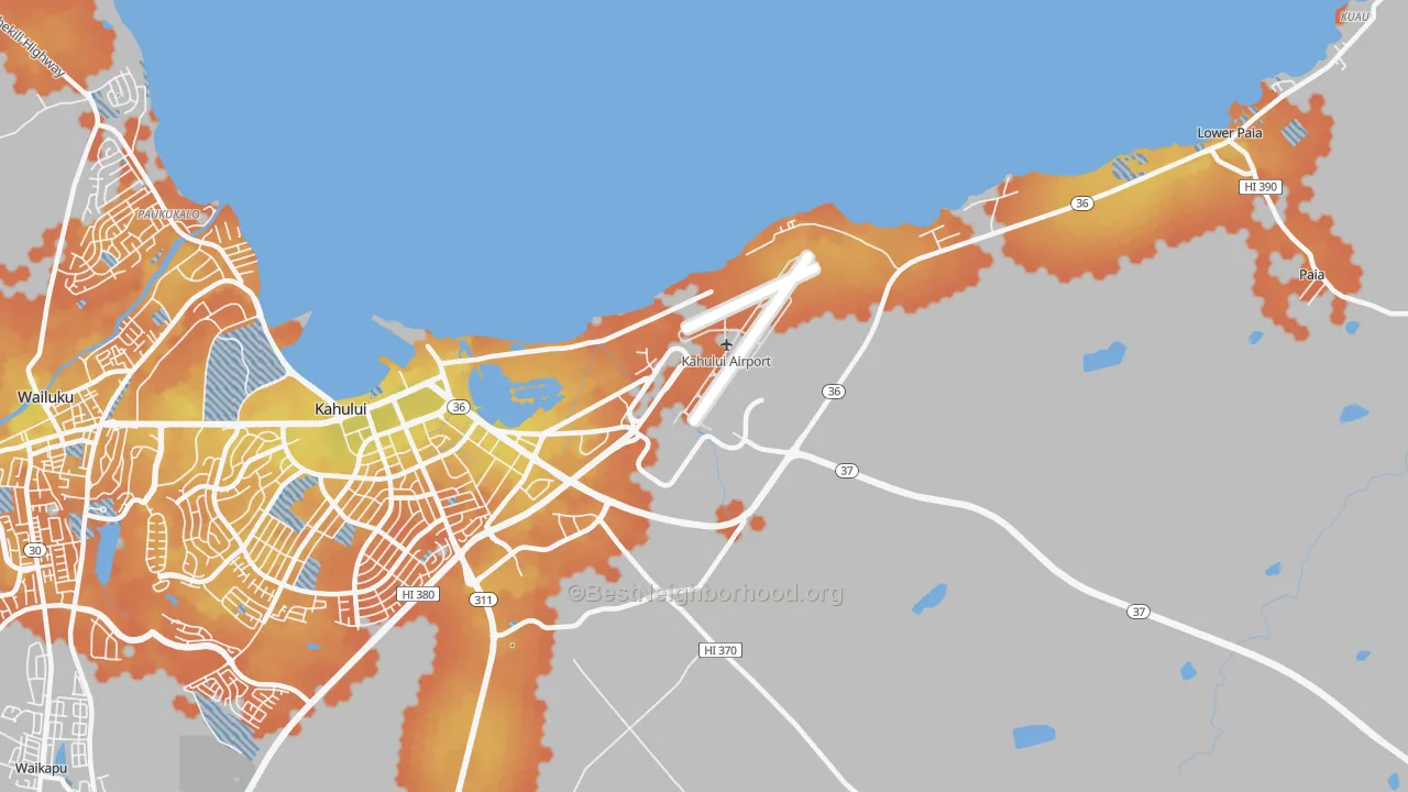 Bike Grade map of Spanish B Village, HI
