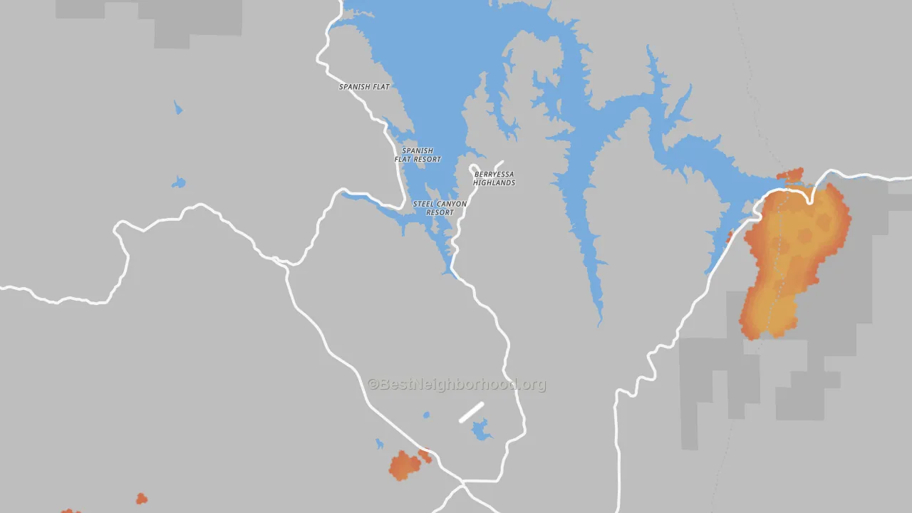 Bike Grade map of Spanish Flat, CA