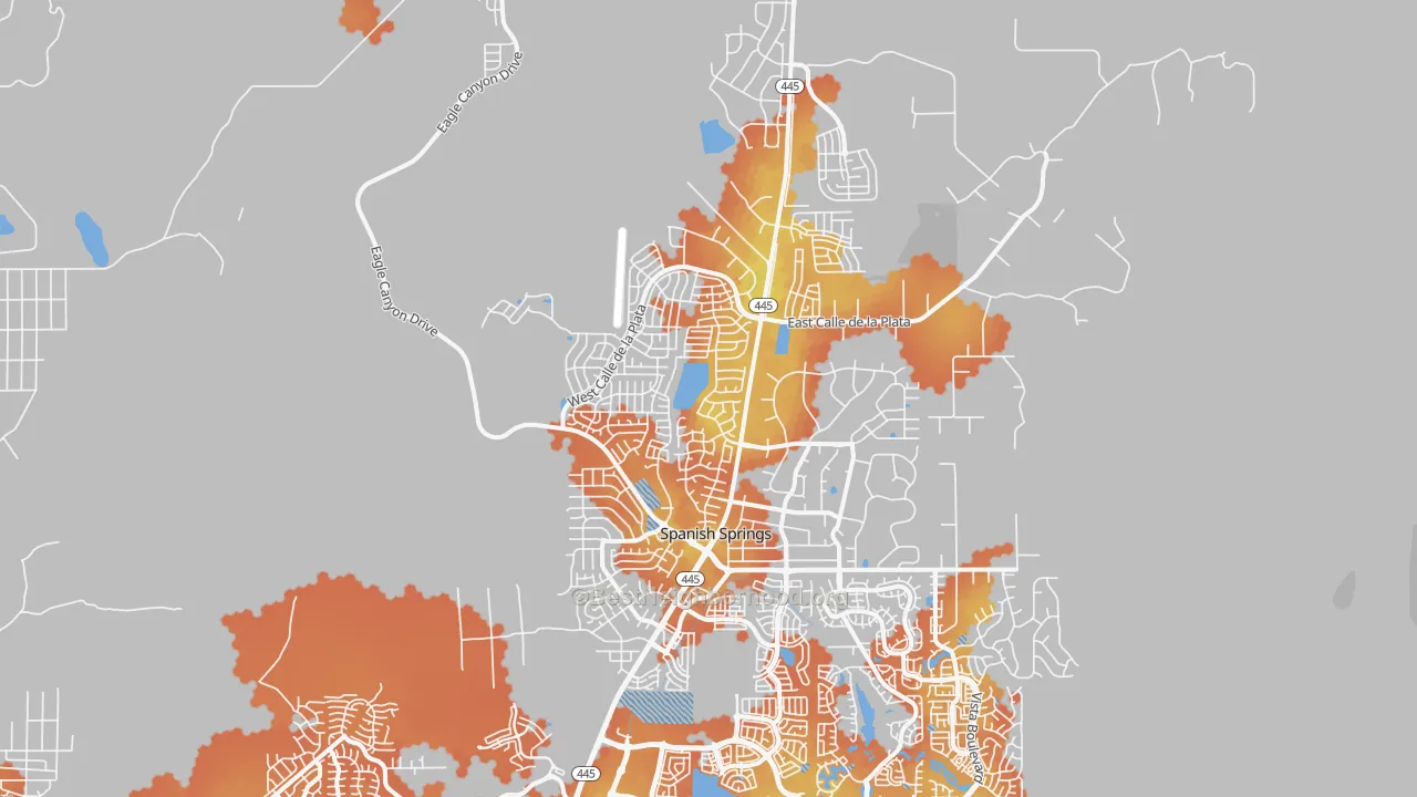 Bike Grade map of Spanish Springs, NV