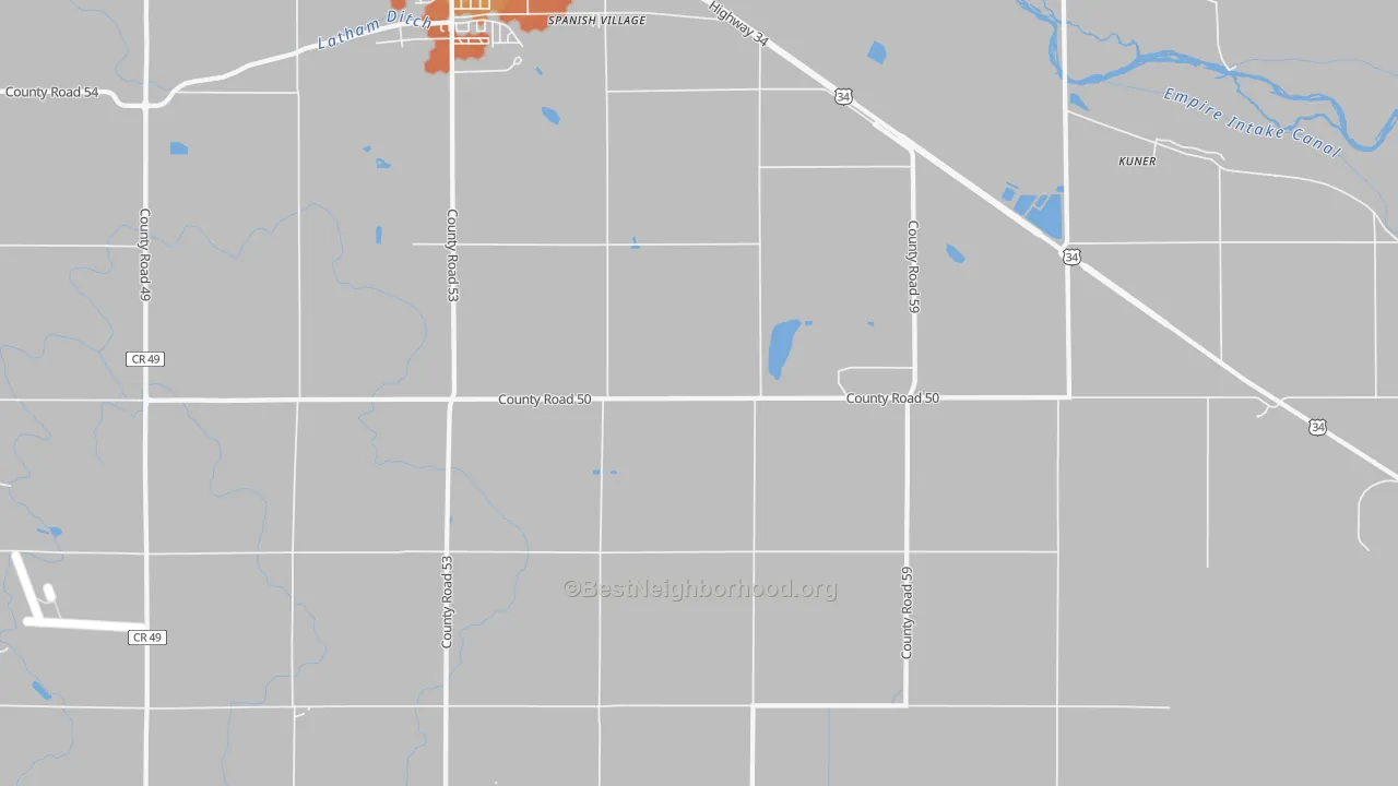 Bike Grade map of Spanish Village, CO