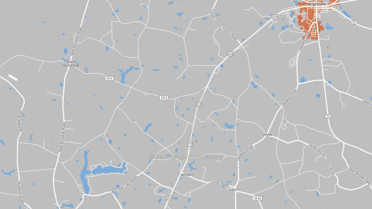 Bike Grade map of Spann, GA