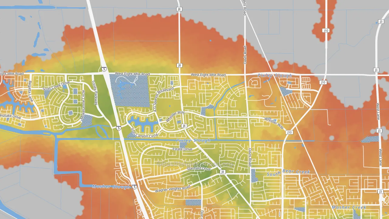 Bike Grade map of Spanos Park, Stockton, CA
