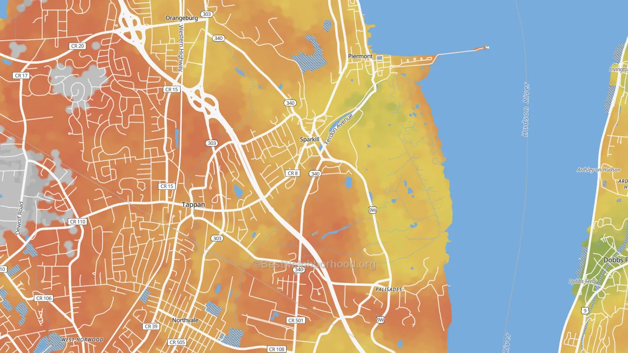 Bike Grade map of Sparkill, NY