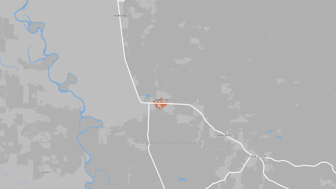 Bike Grade map of Sparkman, AR