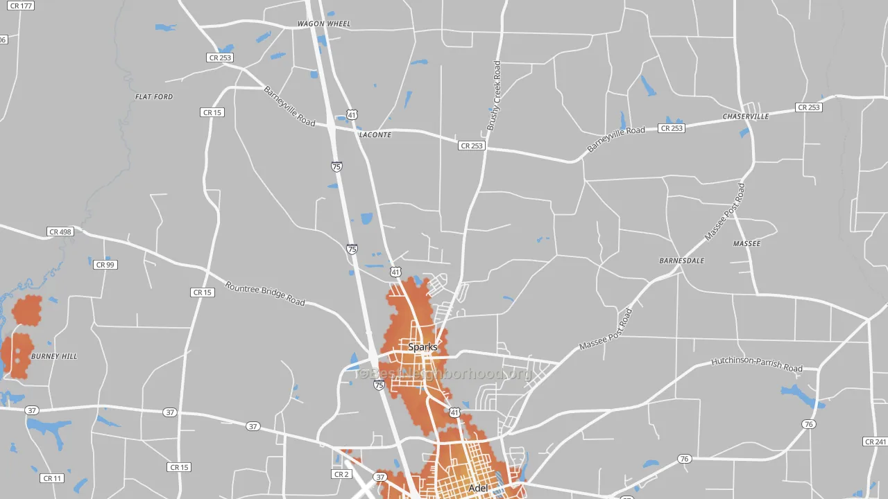 Bike Grade map of Sparks, GA