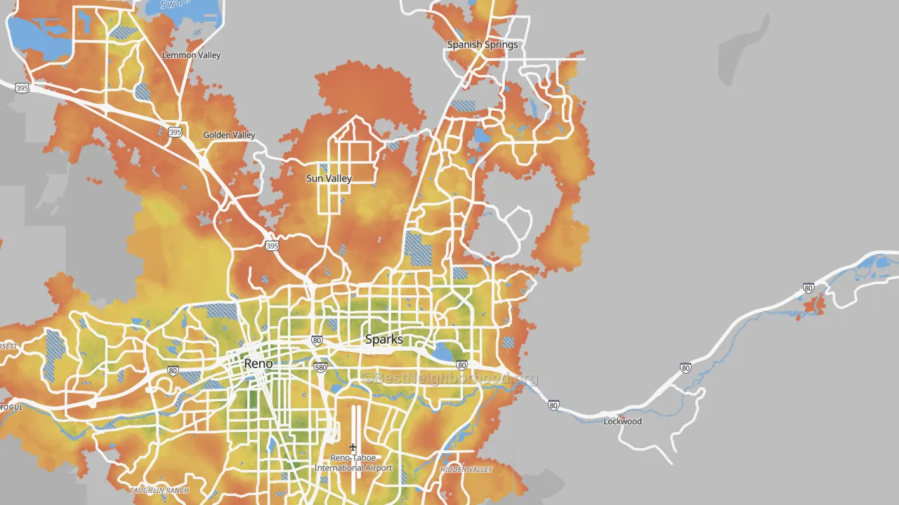 Bike Grade map of Sparks, NV