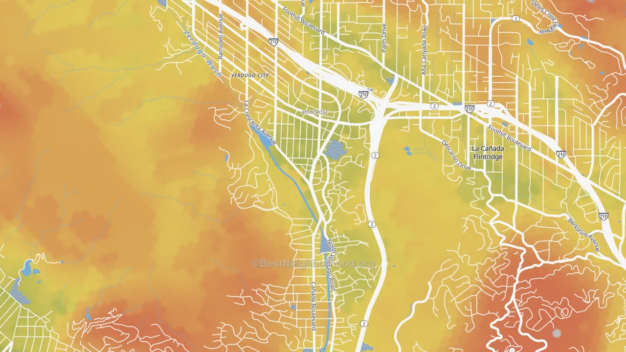 Bike Grade map of Sparr Heights, Glendale, CA