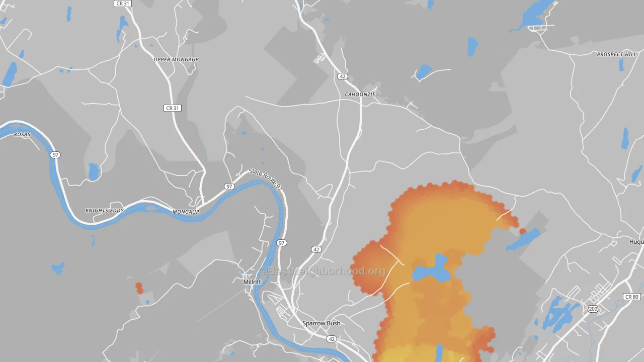 Bike Grade map of Sparrow Bush, NY