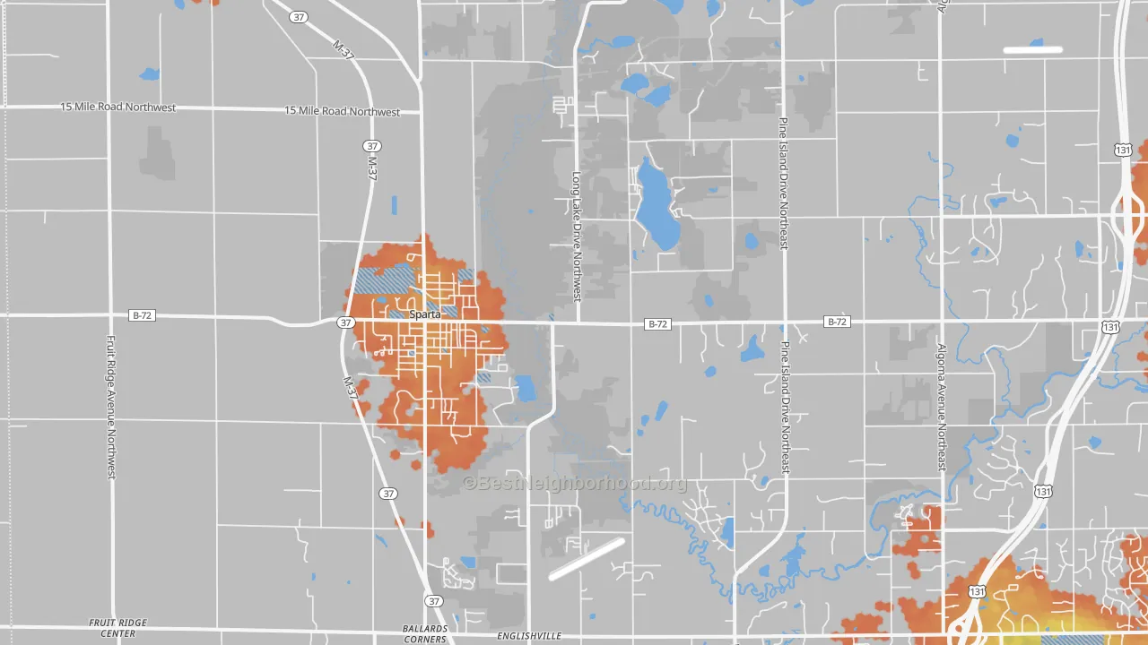 Bike Grade map of Sparta, MI