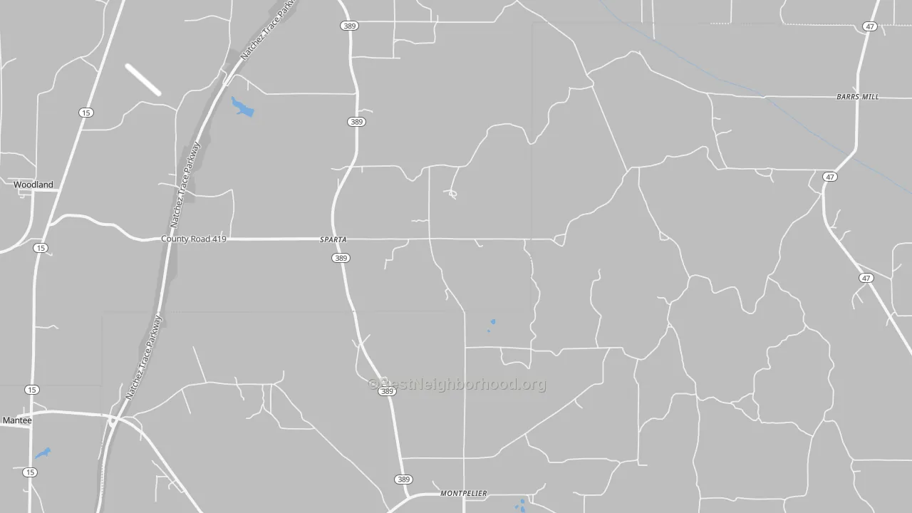 Bike Grade map of Sparta, MS