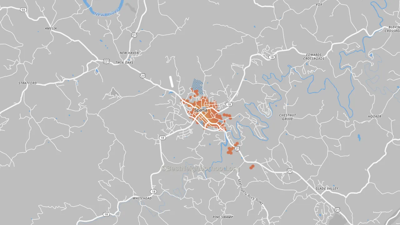 Bike Grade map of Sparta, NC