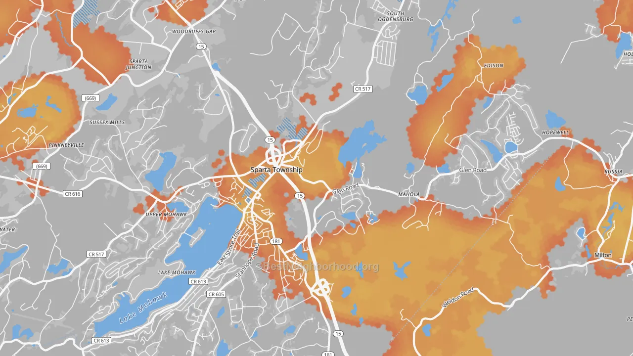 Bike Grade map of Sparta, NJ