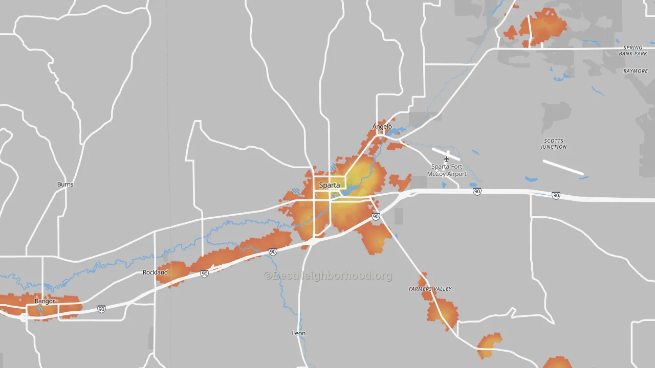 Bike Grade map of Sparta, WI