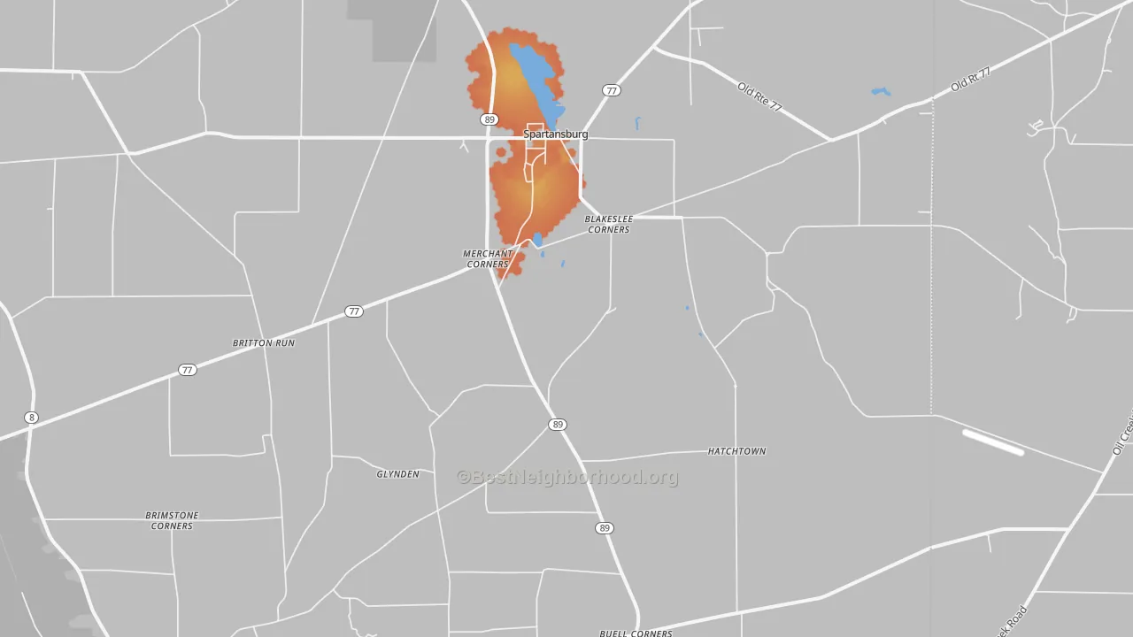 Bike Grade map of Spartansburg, PA