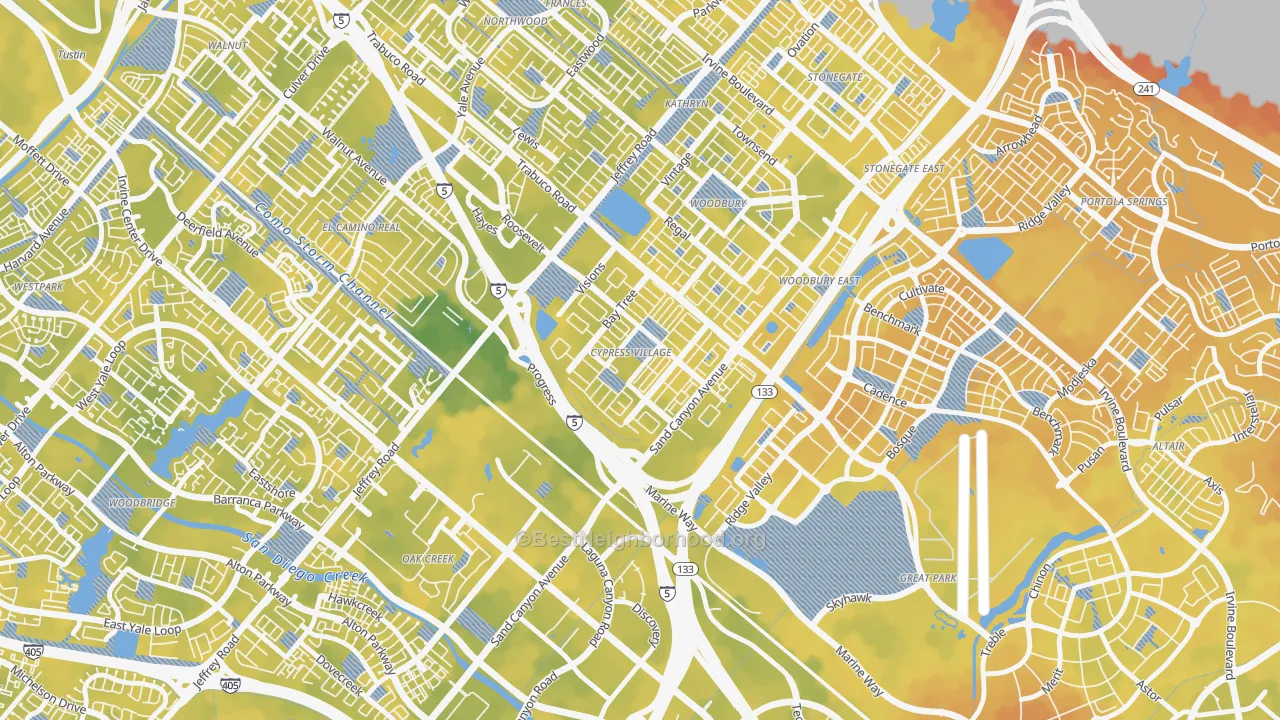 Bike Grade map of Spectrum, Irvine, CA