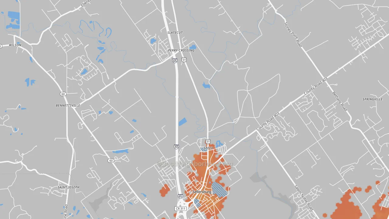 Bike Grade map of Speed, IN