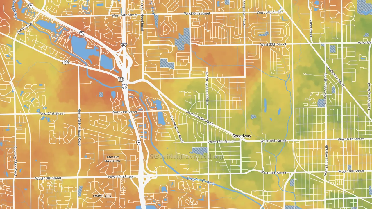Bike Grade map of Speedway, IN