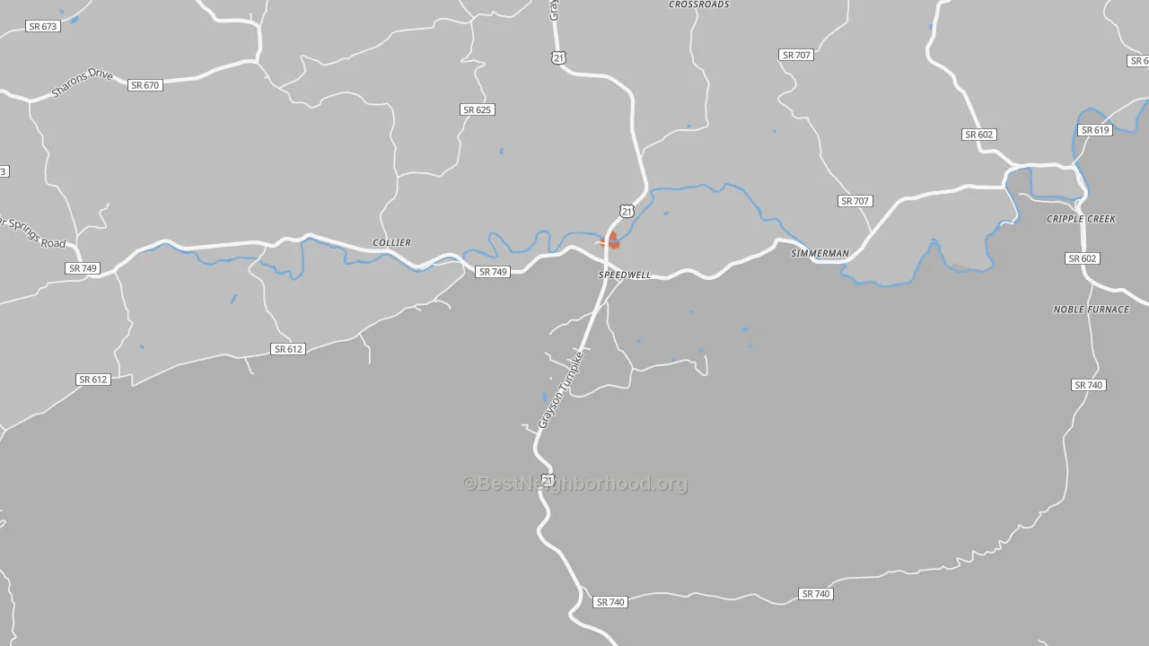 Bike Grade map of Speedwell, VA