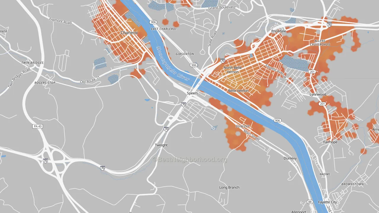 Bike Grade map of Speers, PA