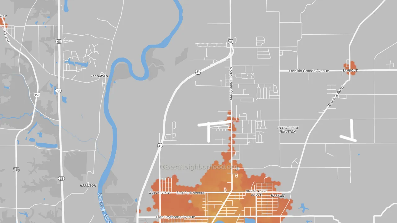 Bike Grade map of Spelterville, IN