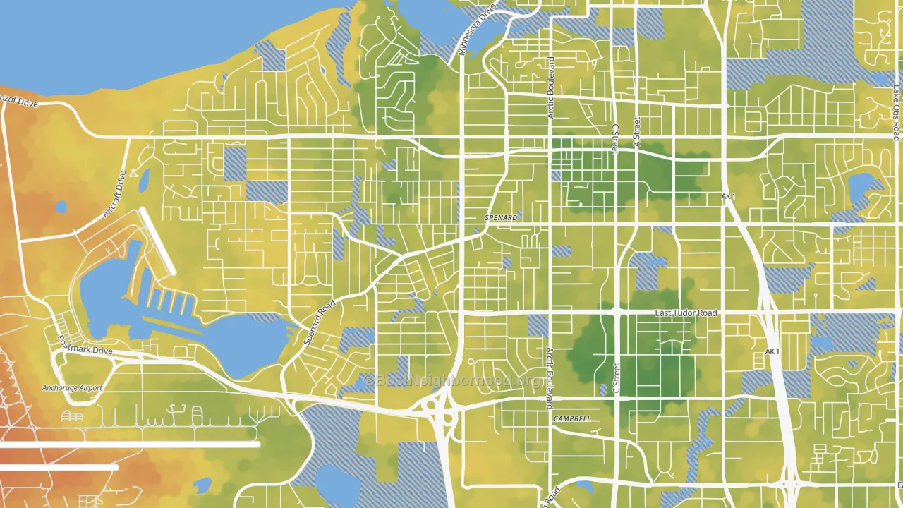 Bike Grade map of Spenard, Anchorage, AK
