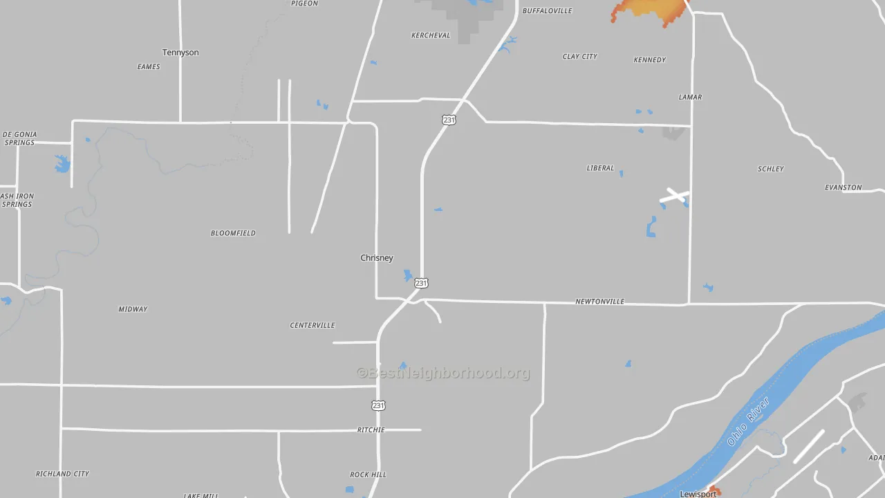 Bike Grade map of Spencer County, IN