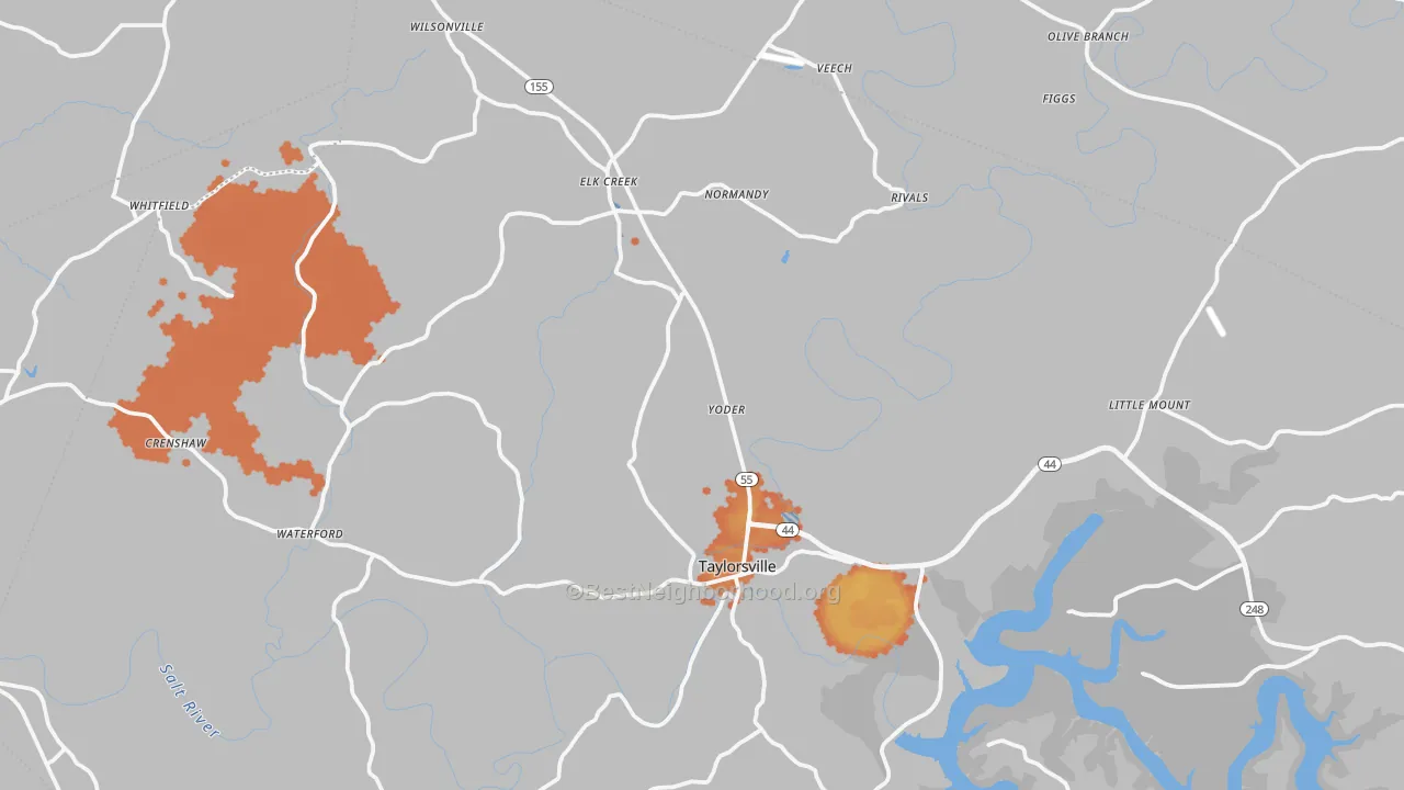 Bike Grade map of Spencer County, KY