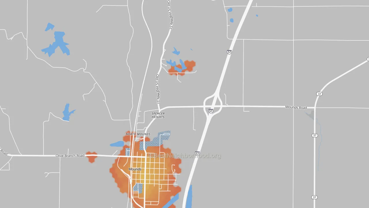 Bike Grade map of Spencer Heights, IL