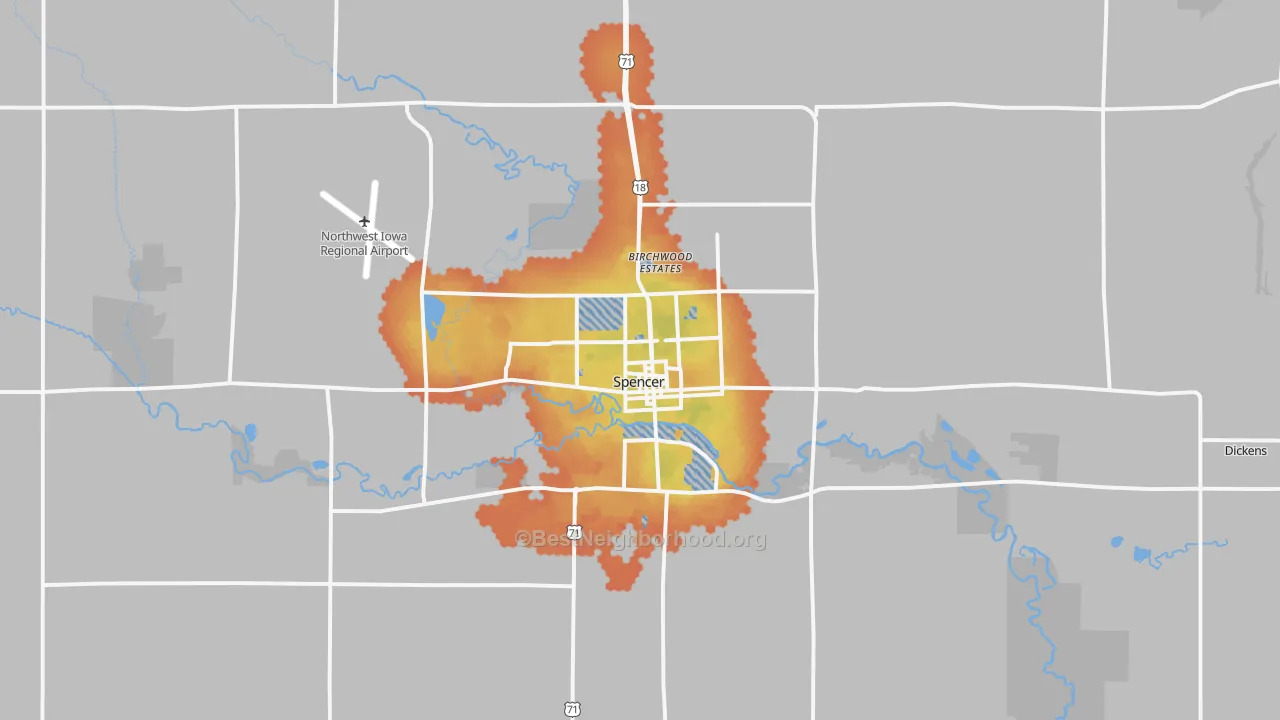 Bike Grade map of Spencer, IA