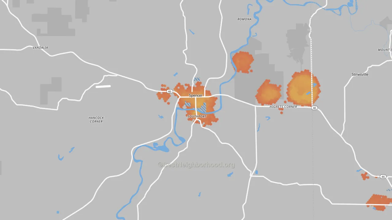 Bike Grade map of Spencer, IN