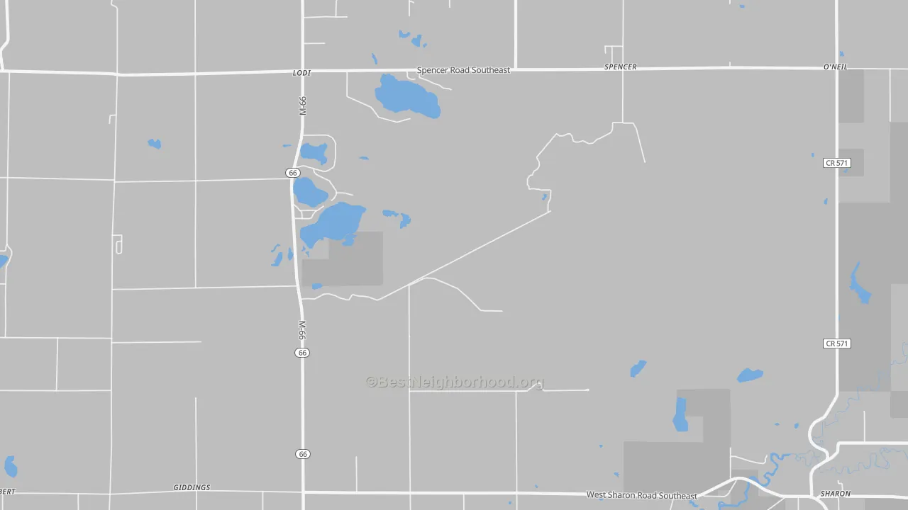 Bike Grade map of Spencer, MI