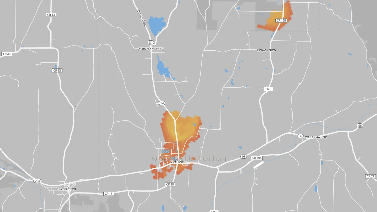 Bike Grade map of Spencer, NY