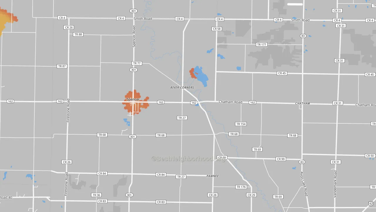 Bike Grade map of Spencer, OH
