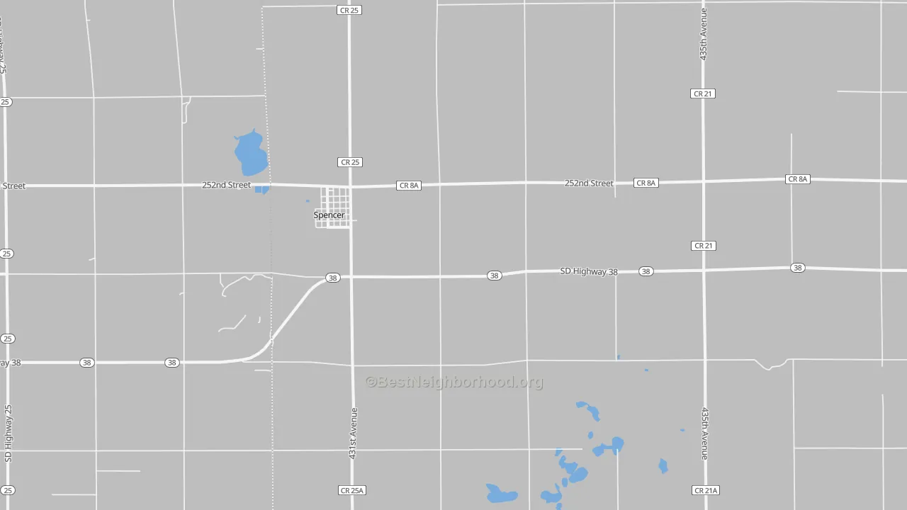 Bike Grade map of Spencer, SD
