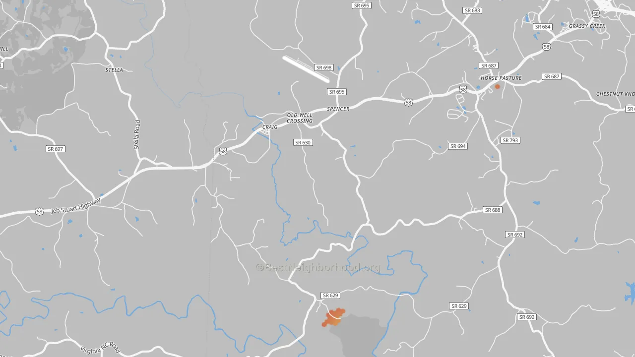 Bike Grade map of Spencer, VA