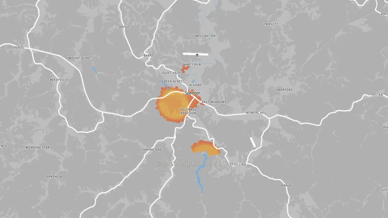 Bike Grade map of Spencer, WV
