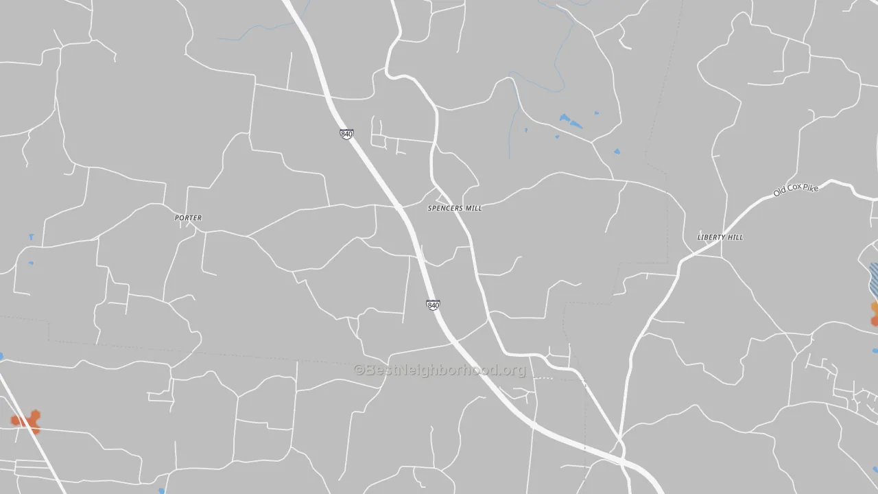 Bike Grade map of Spencers Mill, TN