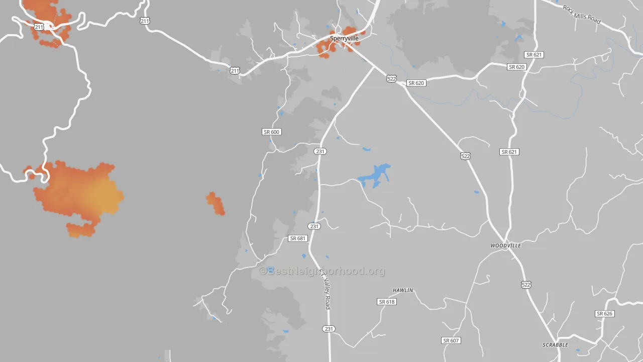 Bike Grade map of Sperryville, VA